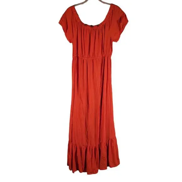 Cotton On Flamenco Off Shoulder Empire Waist Maxi Dress Women Sz L NWT - Picture 2 of 9